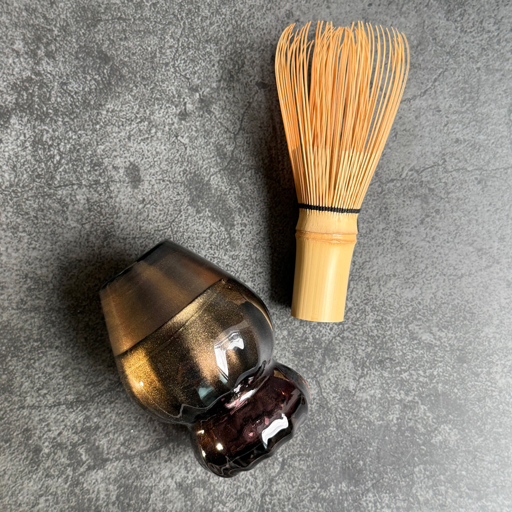 【3-piece set】Mystic Black Matcha Set – Gold Powder