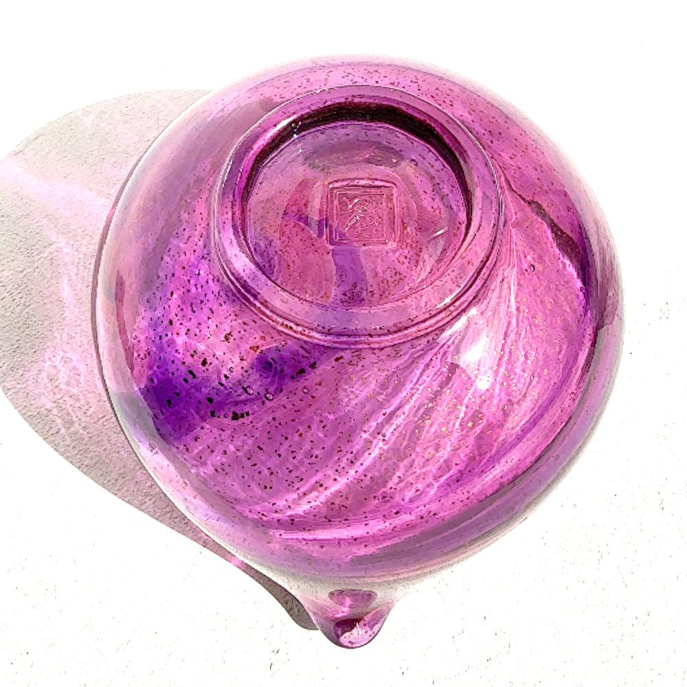 Rich Heart-Shaped Gold Leaf Matcha Bowl – Two-Color Marble-BeniFuji-pink&purple